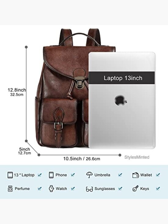 Vintage Genuine Leather Backpack Purse Rucksack Retro Daypack for Women main image 4